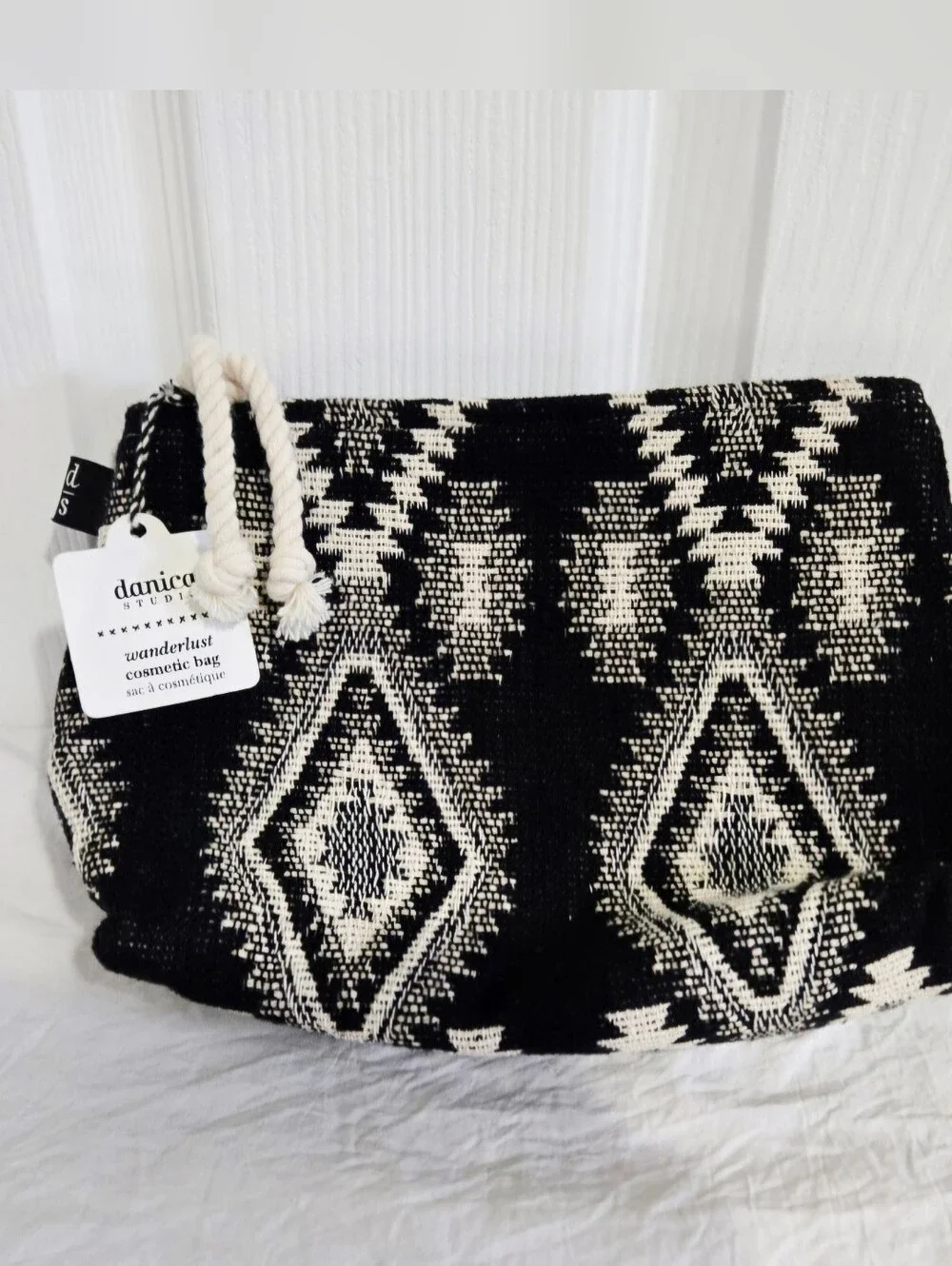 Danica Studio Wanderlust Cosmetic Bag NWT Woven Boho Aztec Zip Pouch